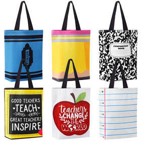 Paterr tote bag with apple design, durable canvas for classroom use