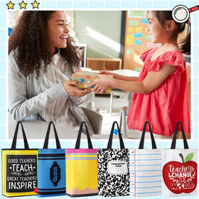 Paterr tote bag with pencil design, roomy for teaching essentials