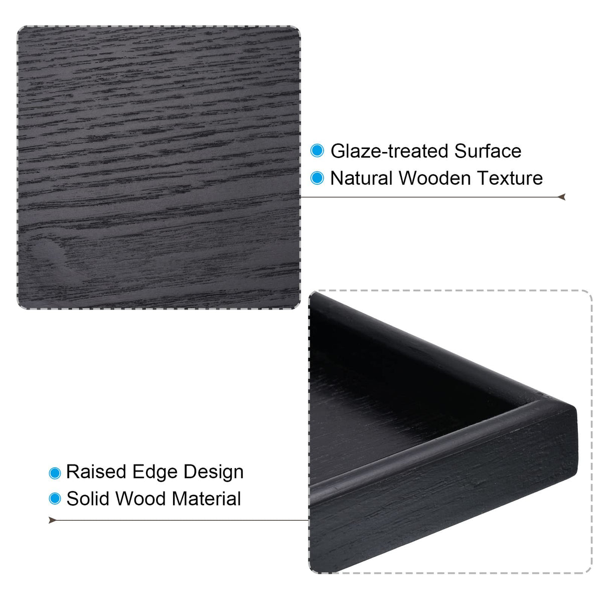 PATIKIL wood serving tray glaze-treated surface cleans easily and resists stains.