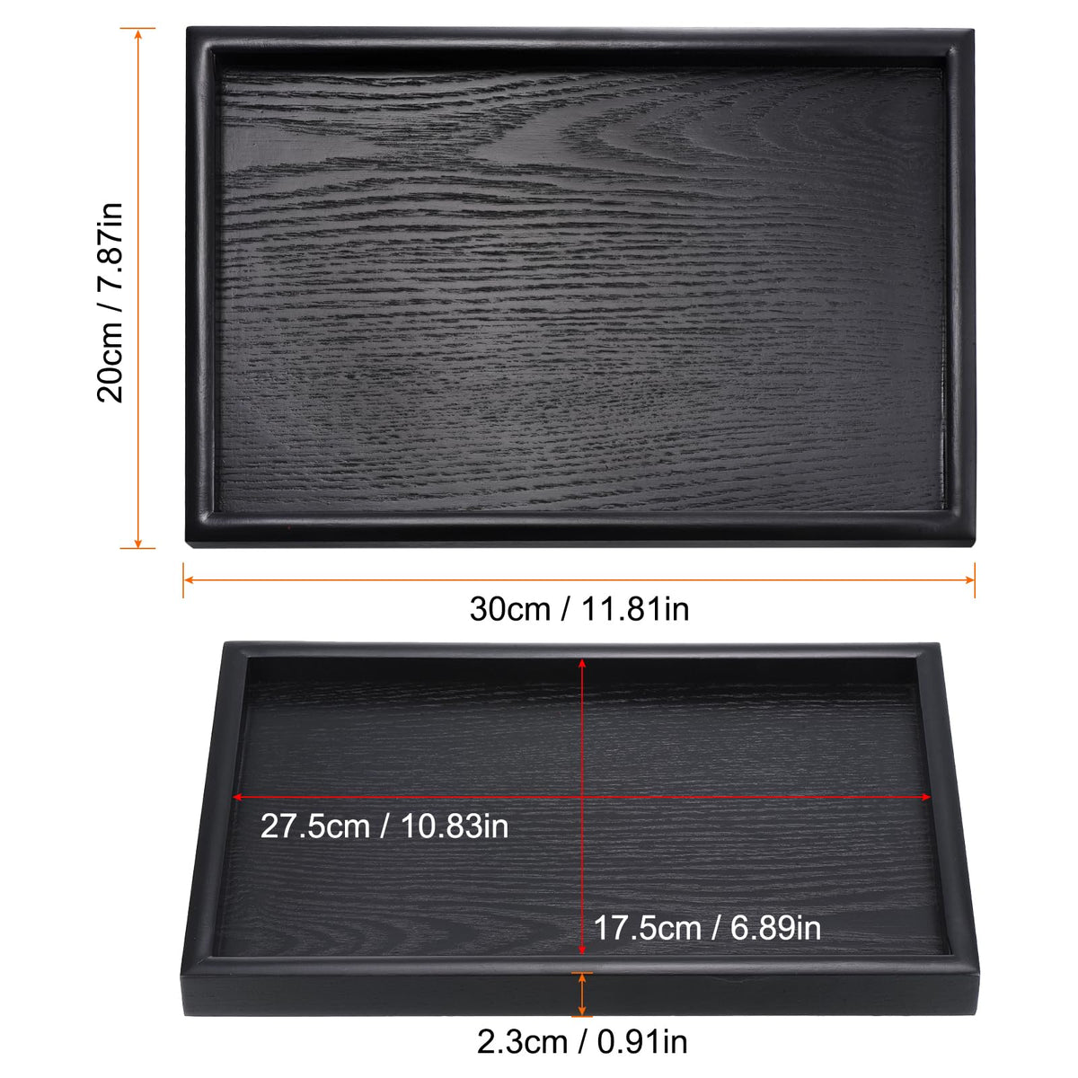PATIKIL wood serving tray raised edge keeps foods secure during service.