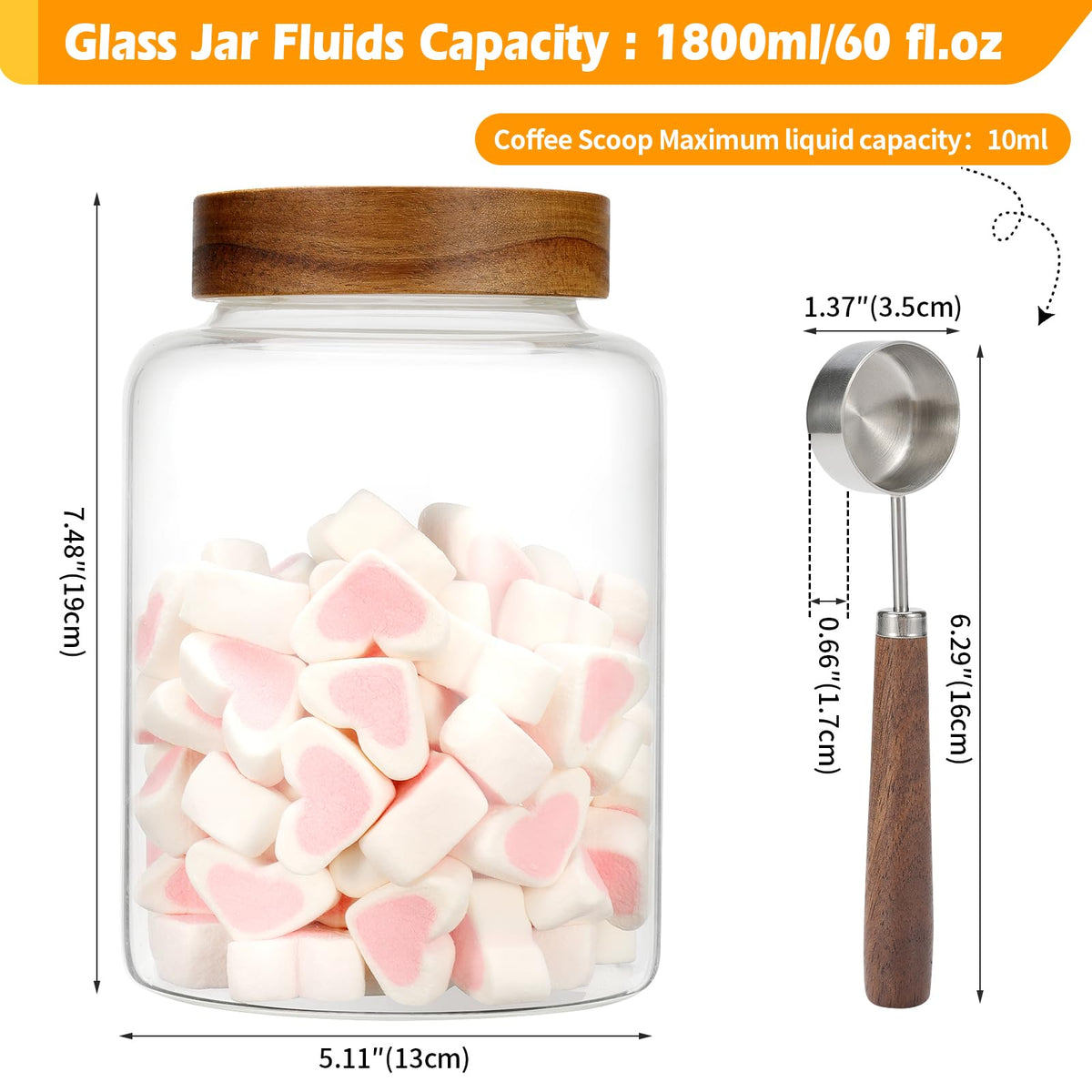 Patoper clear glass canister ideal for sugar or tea, with airtight lid to preserve freshness.