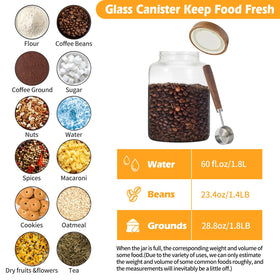 Patoper pantry storage jar with wood lid keeps dry ingredients organized and visible.