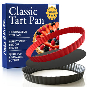 Patz&Patz classic 9-inch tart pan with removable bottom for clean crust release
