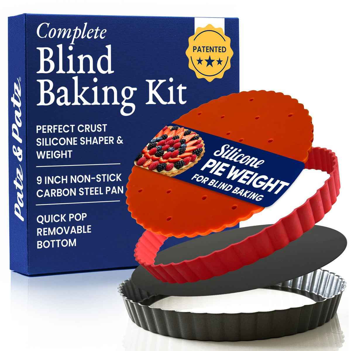 Patz&Patz Classic Tart Pan with removable bottom for even blind baking