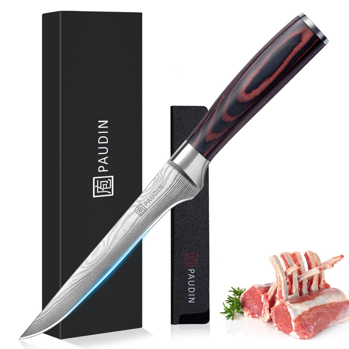 PAUDIN boning knife 6-inch blade closeup for precise deboning and filleting.