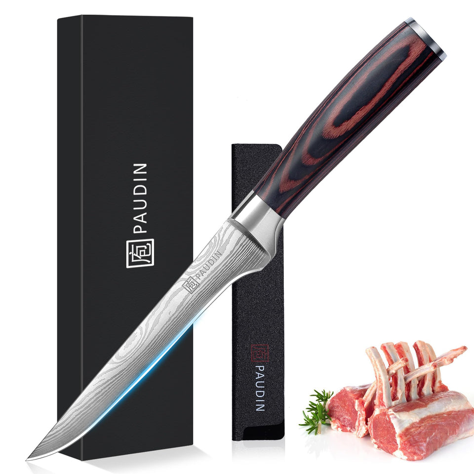 PAUDIN boning knife 6-inch blade closeup for precise deboning and filleting.