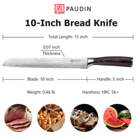 PAUDIN bread knife ergonomic handle provides secure, comfortable control.