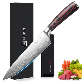 PAUDIN 8-inch chef knife blade ready for precise slicing in kitchens.