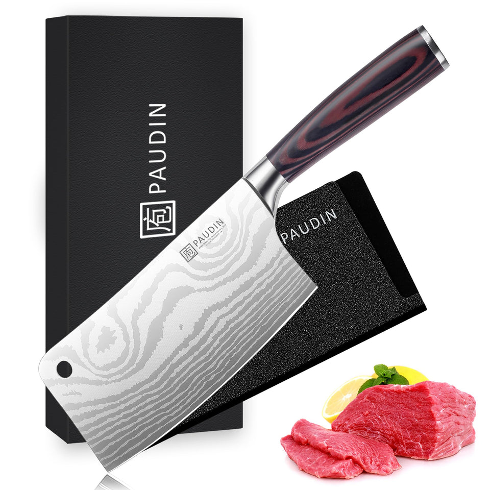 PAUDIN 7-inch cleaver blade for precise meat and veg prep.
