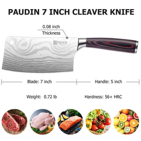 PAUDIN cleaver with wooden handle for comfortable grip during prep.