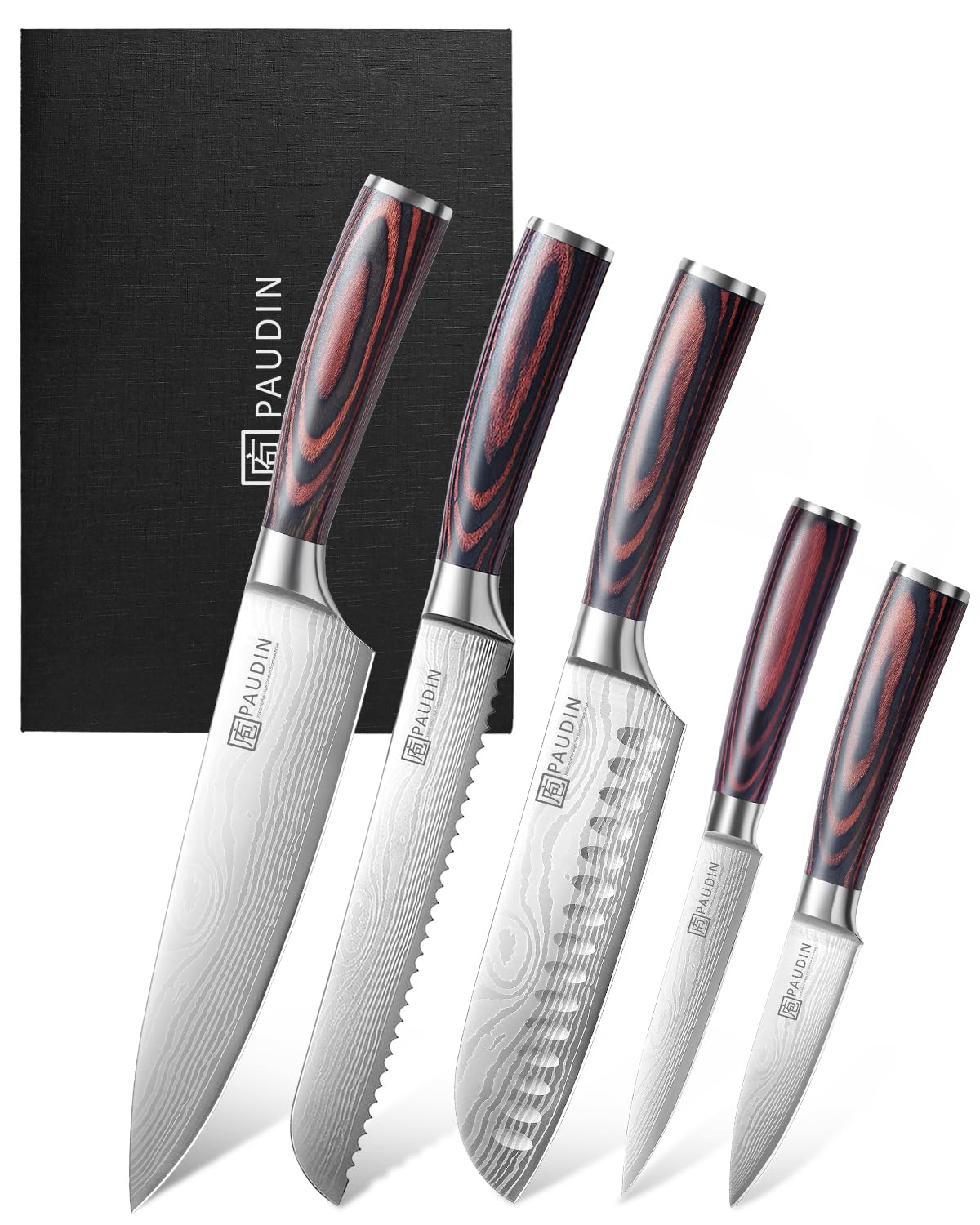 PAUDIN knife set with chef knife for versatile chopping and precise control.