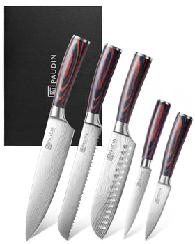 PAUDIN knife set with chef knife for versatile chopping and precise control.