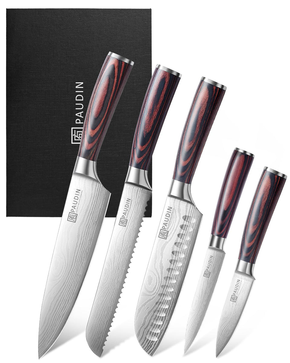 PAUDIN knife set with chef knife for versatile chopping and precise control.
