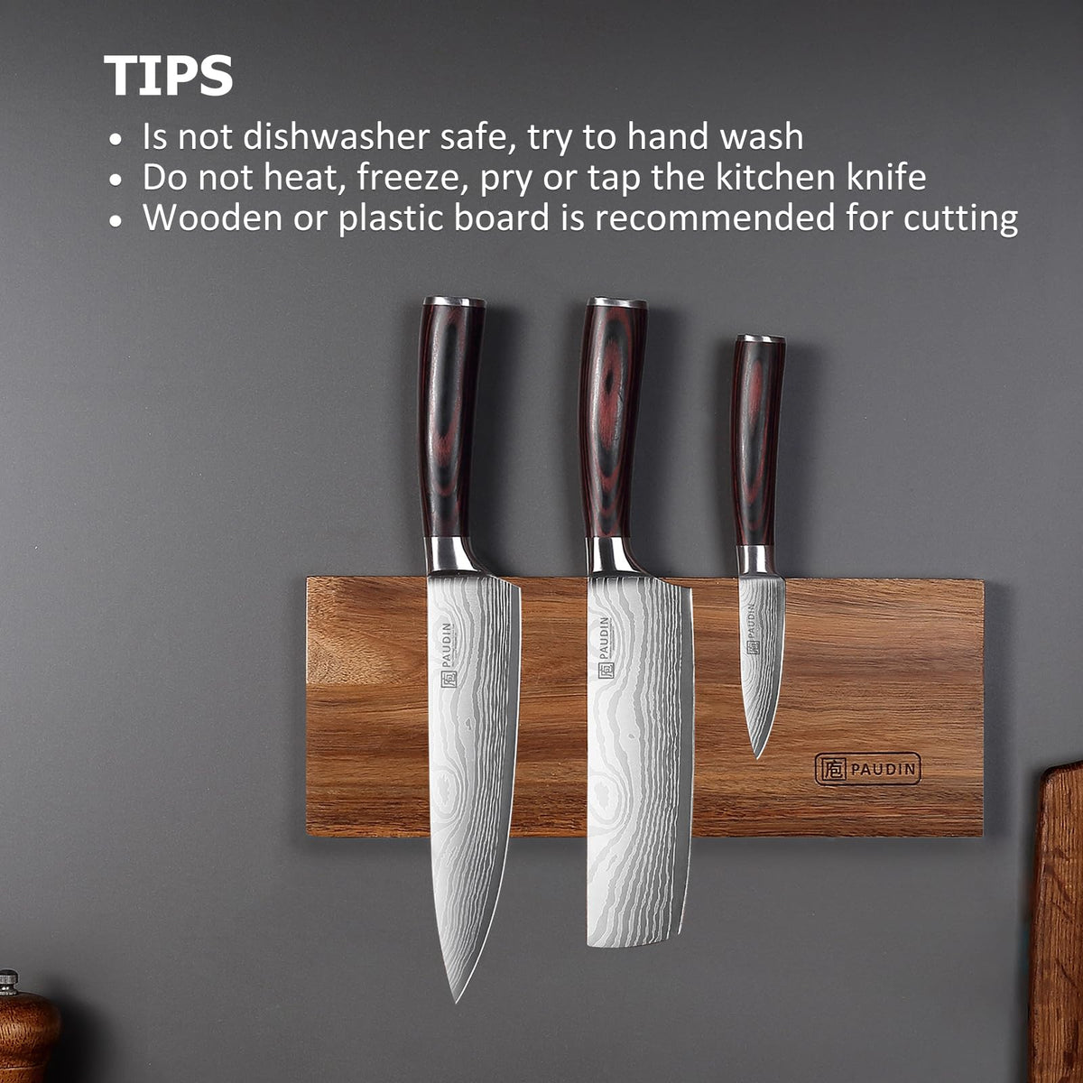 PAUDIN kitchen knife set ready for home use or professional