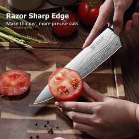 PAUDIN pakkawood handle offers comfortable grip even when hands are wet