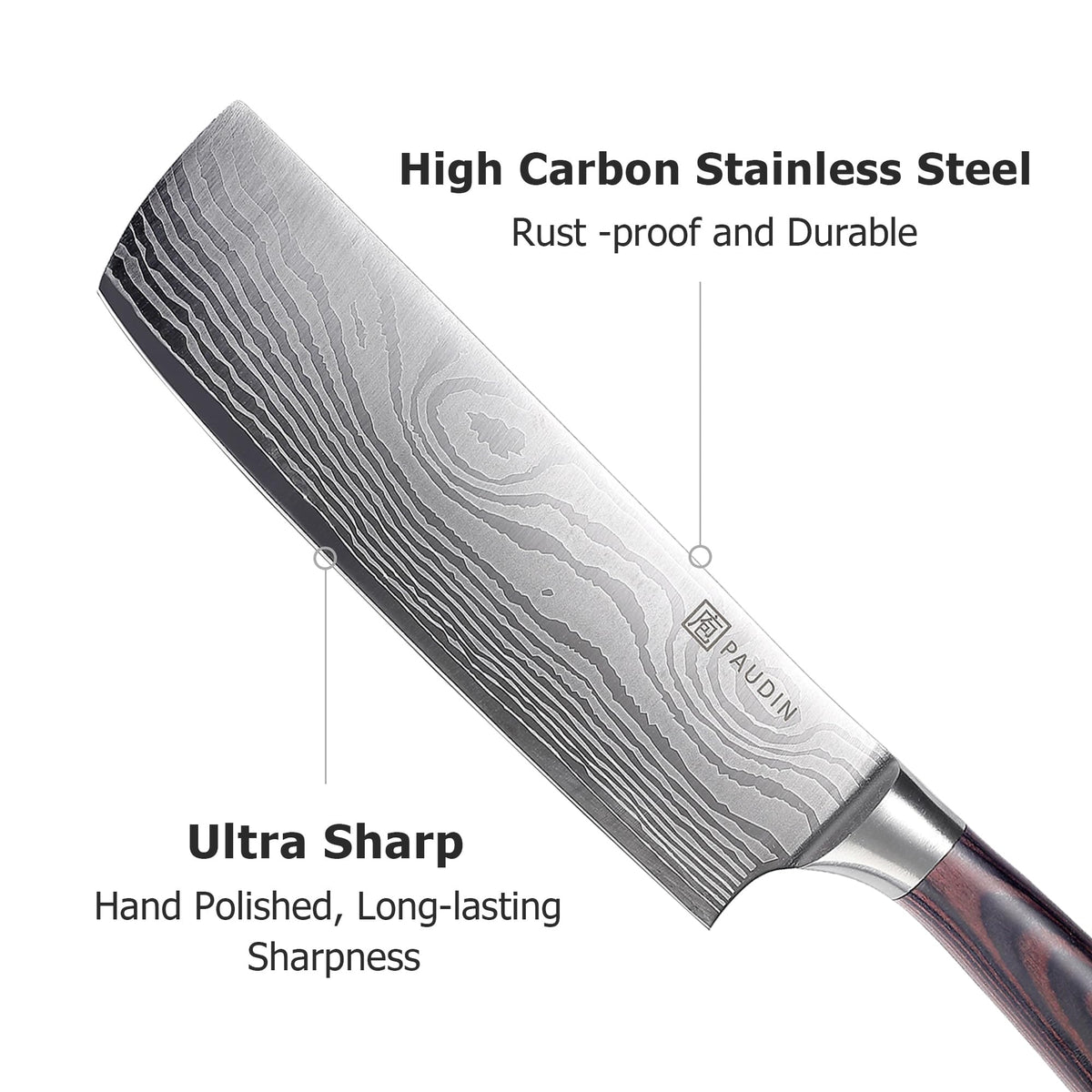 PAUDIN Nakiri 7-inch all-purpose prep tool for versatile kitchen tasks.