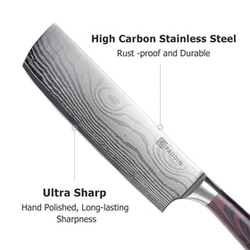 PAUDIN Nakiri 7-inch all-purpose prep tool for versatile kitchen tasks.