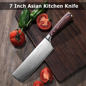 PAUDIN Nakiri 7-inch razor sharp edge ideal for vegetables and meat.