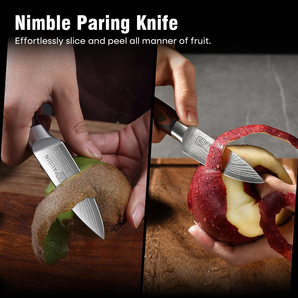 PAUDIN paring knife slicing fruits and vegetables with an ultra-sharp edge.