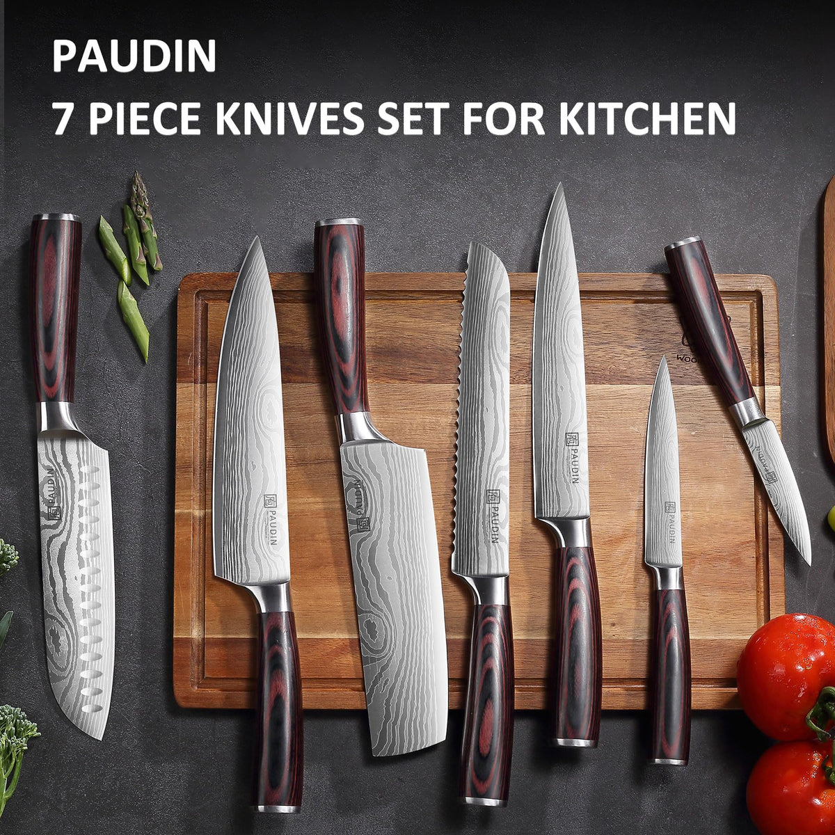 PAUDIN 7-inch santoku for versatile chopping and mincing