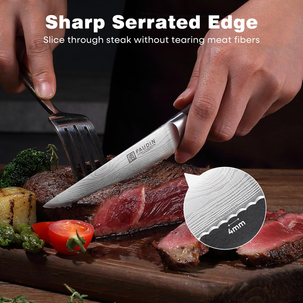PAUDIN steak knives on a dining table, ready for a beef dinner