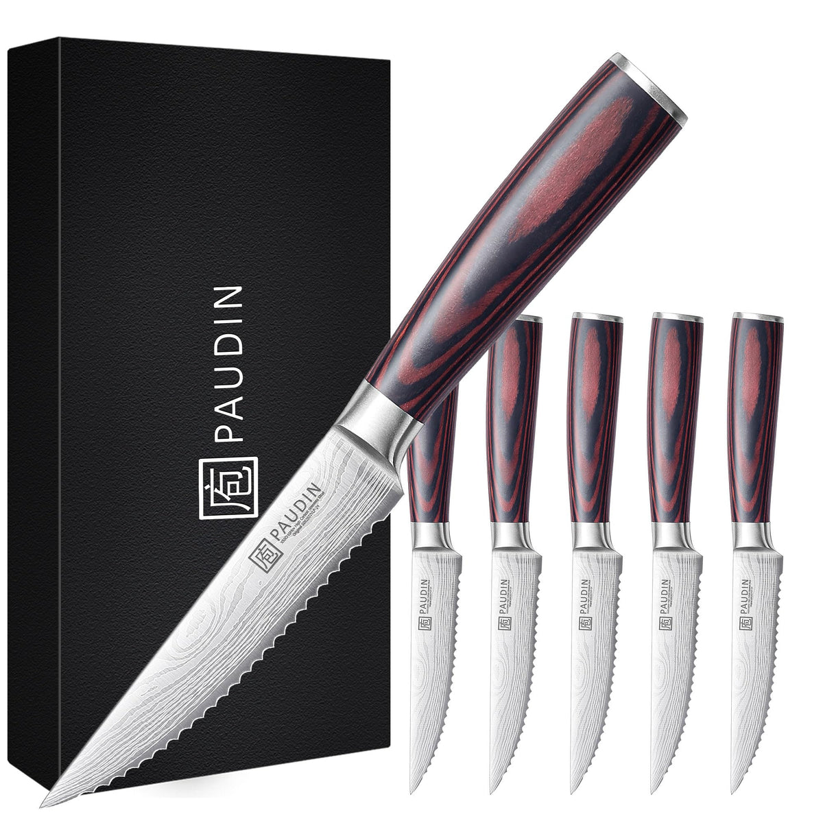 PAUDIN steak knives 6-piece gift box: elegant presentation for gifting and entertaining gatherings