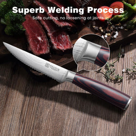 PAUDIN steak knives 6-piece set knife edge closeup demonstrating precision
