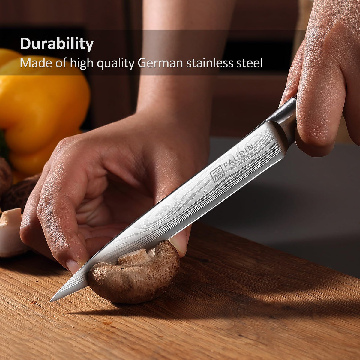 PAUDIN utility knife 5inch high carbon stainless steel core for durable sharpness