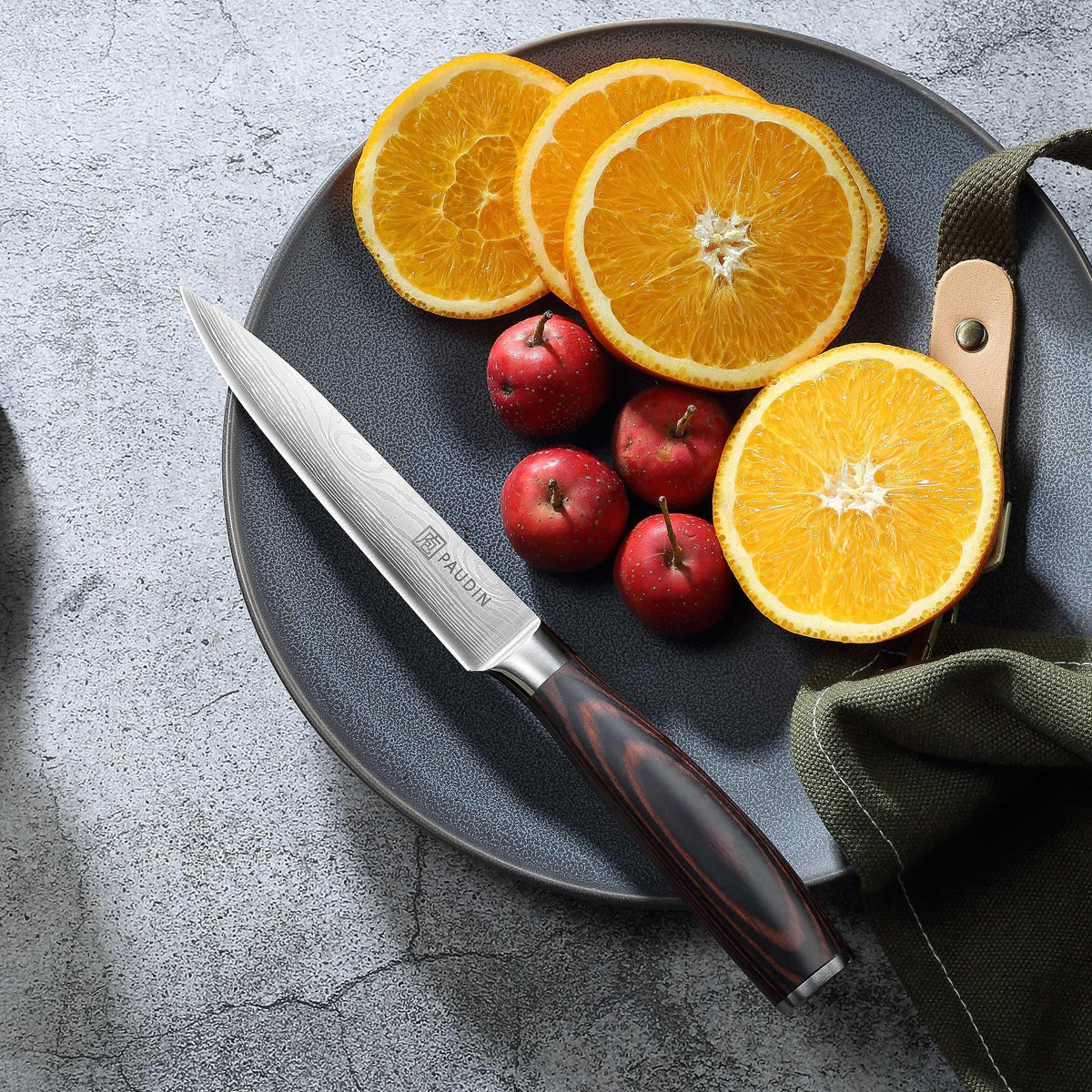 PAUDIN 5inch Pakkawood handle knife designed for comfortable daily use