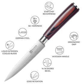PAUDIN 5inch knife with long-lasting edge for everyday kitchen tasks
