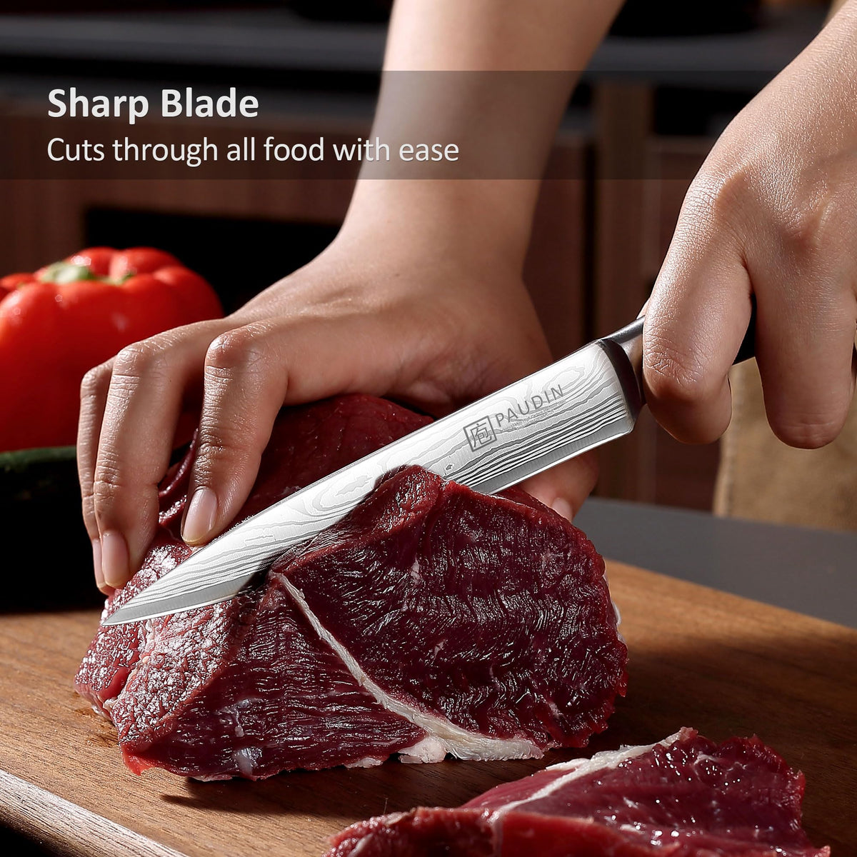 PAUDIN 5inch waved-pattern blade adds balance and aesthetics during prep