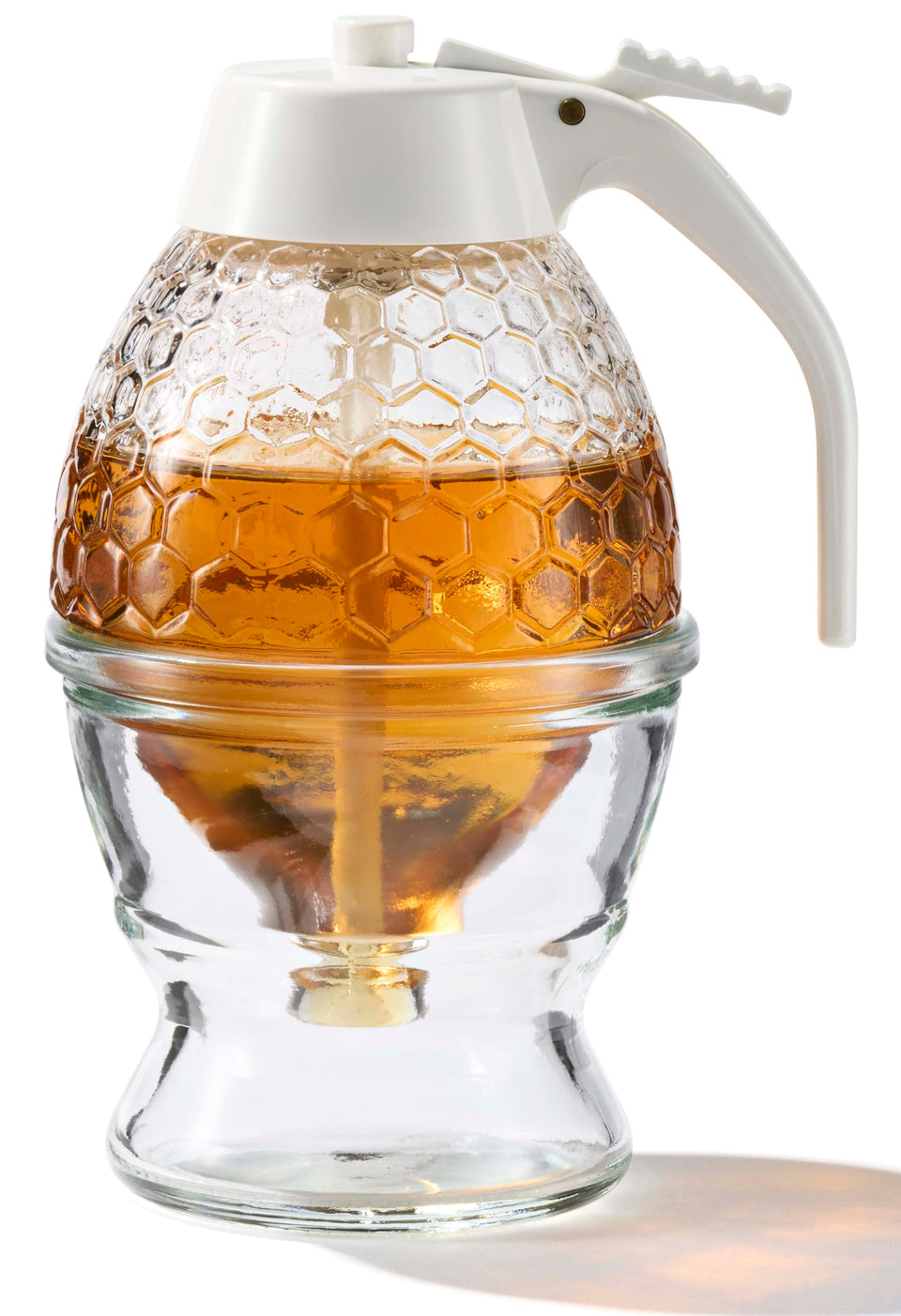 PAULSWAY not chromed glass honey dispenser with 8 oz capacity and precise pours.