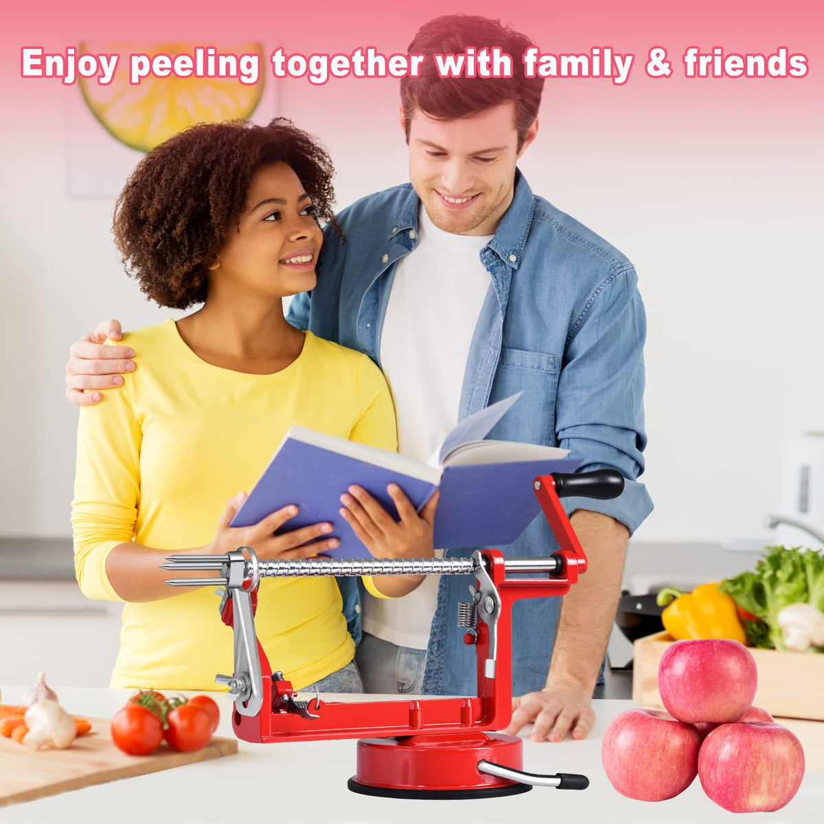 Pautou red kitchen tool ideal for pies and tart topping prep.