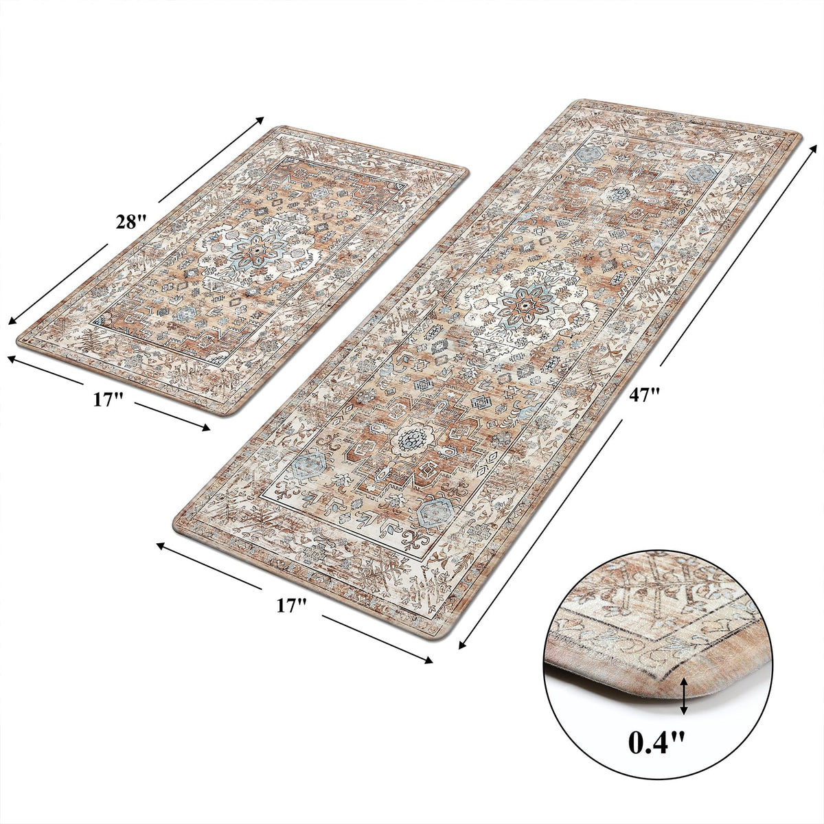Pauwer beveled-edges kitchen mat helps prevent tripping during busy meals
