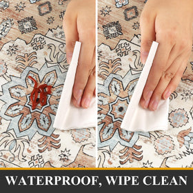 Pauwer waterproof kitchen rug resists spills and cleans easily