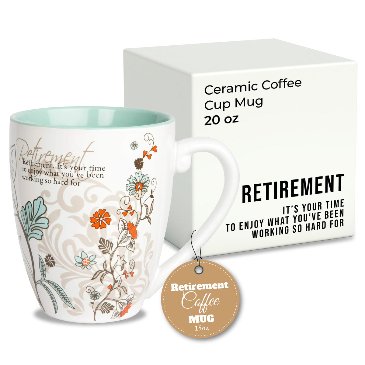 Pavilion retirement text design mug, an ideal keepsake for retirees.