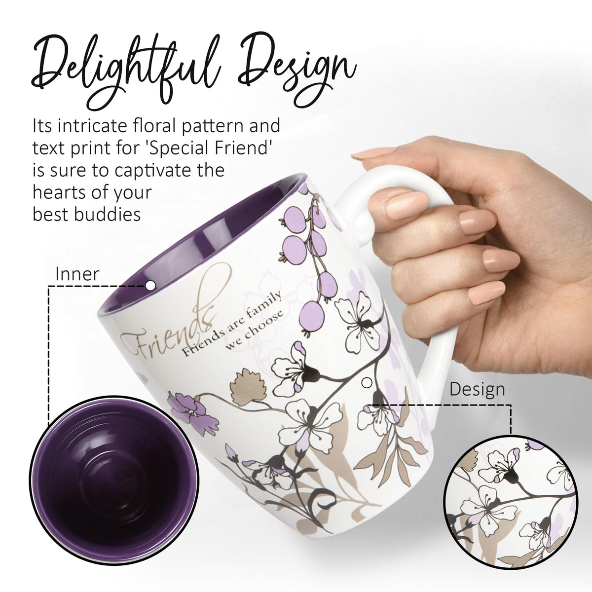 Pavilion friend mug multicolor pattern adds cheerful flair to any kitchen.