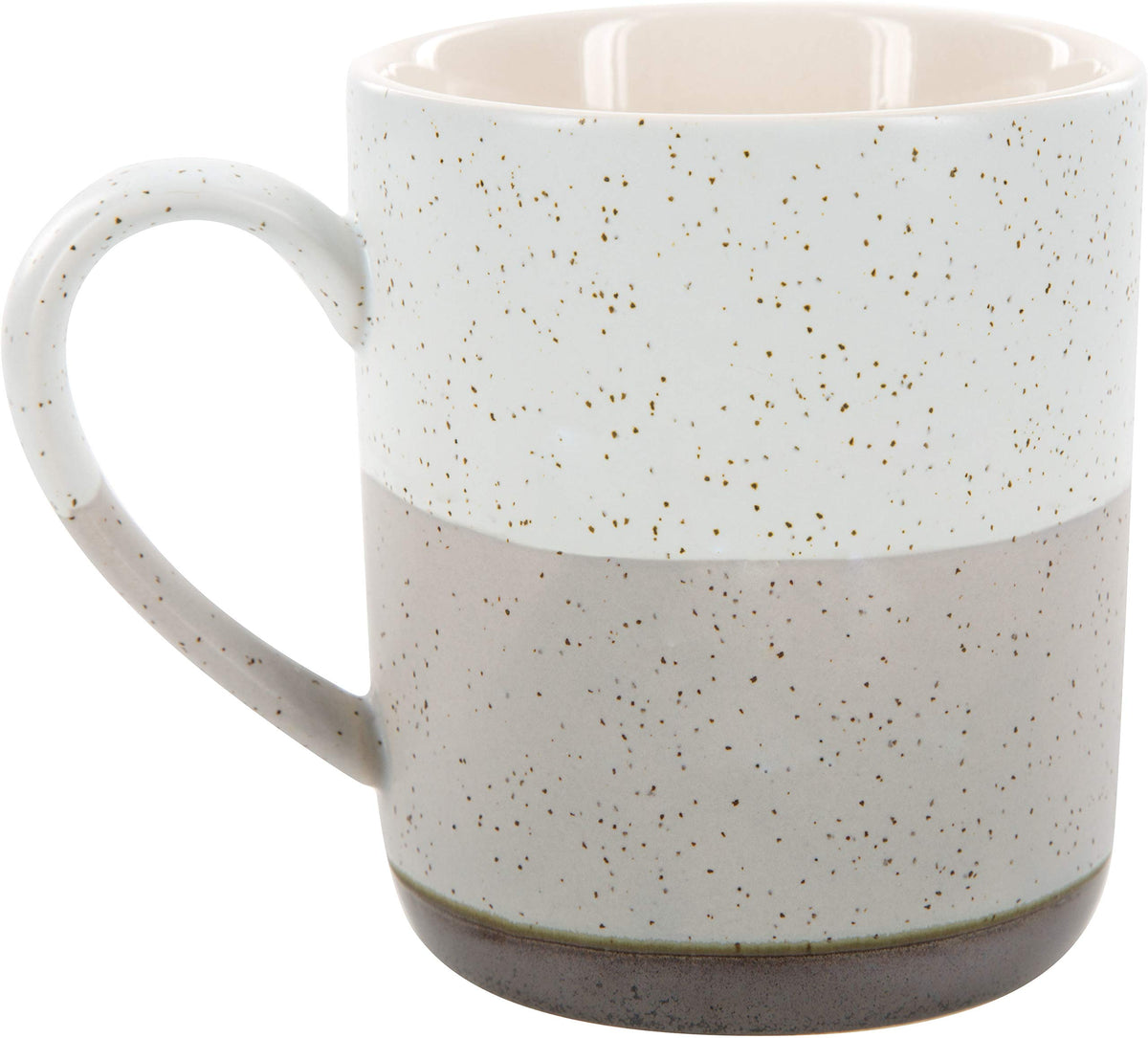 Pavilion Gift Company beige stoneware mug with speckled exterior and glossy interior.