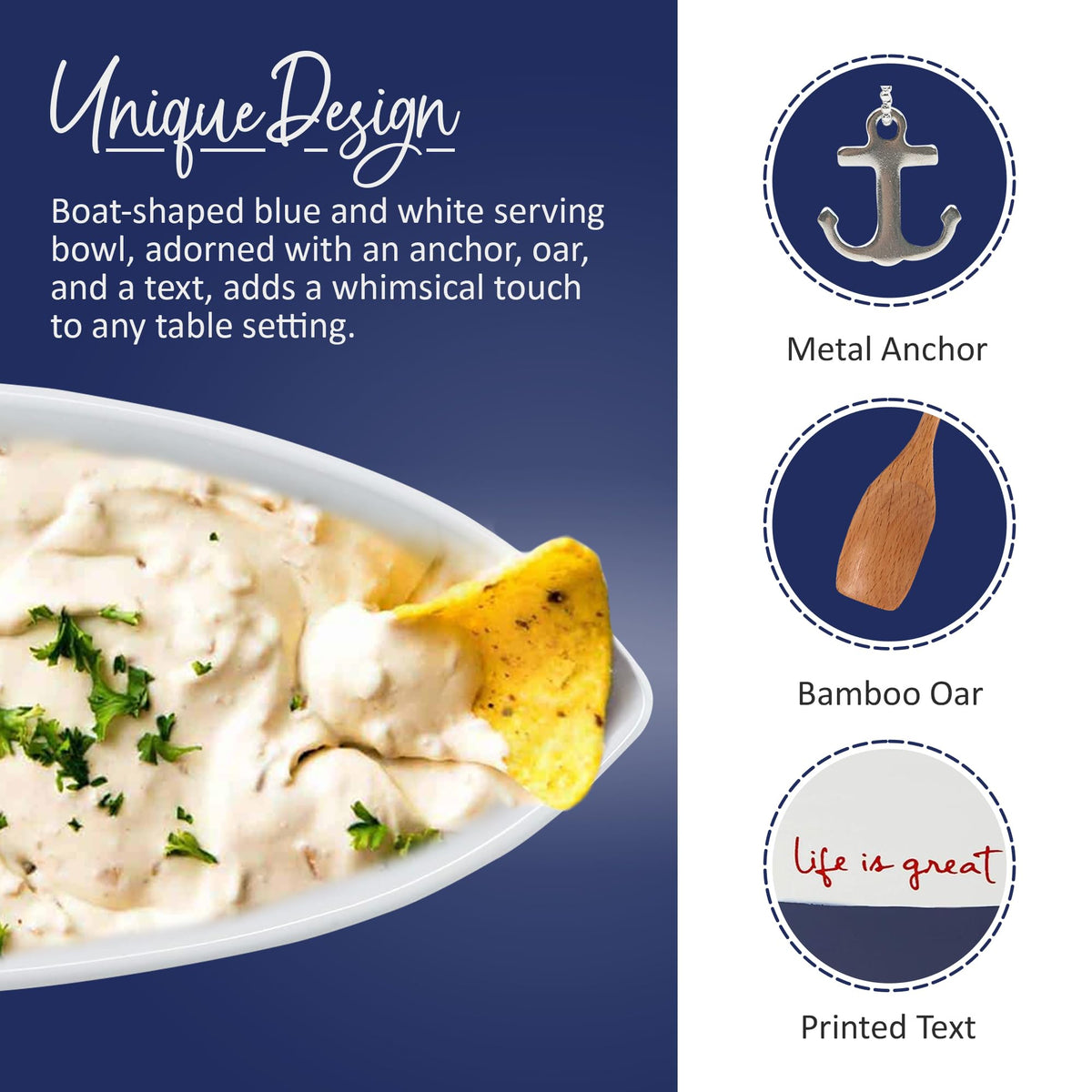 Pavilion Gift Company WP at the Lake boat dish featuring a metal anchor charm for nautical flair.