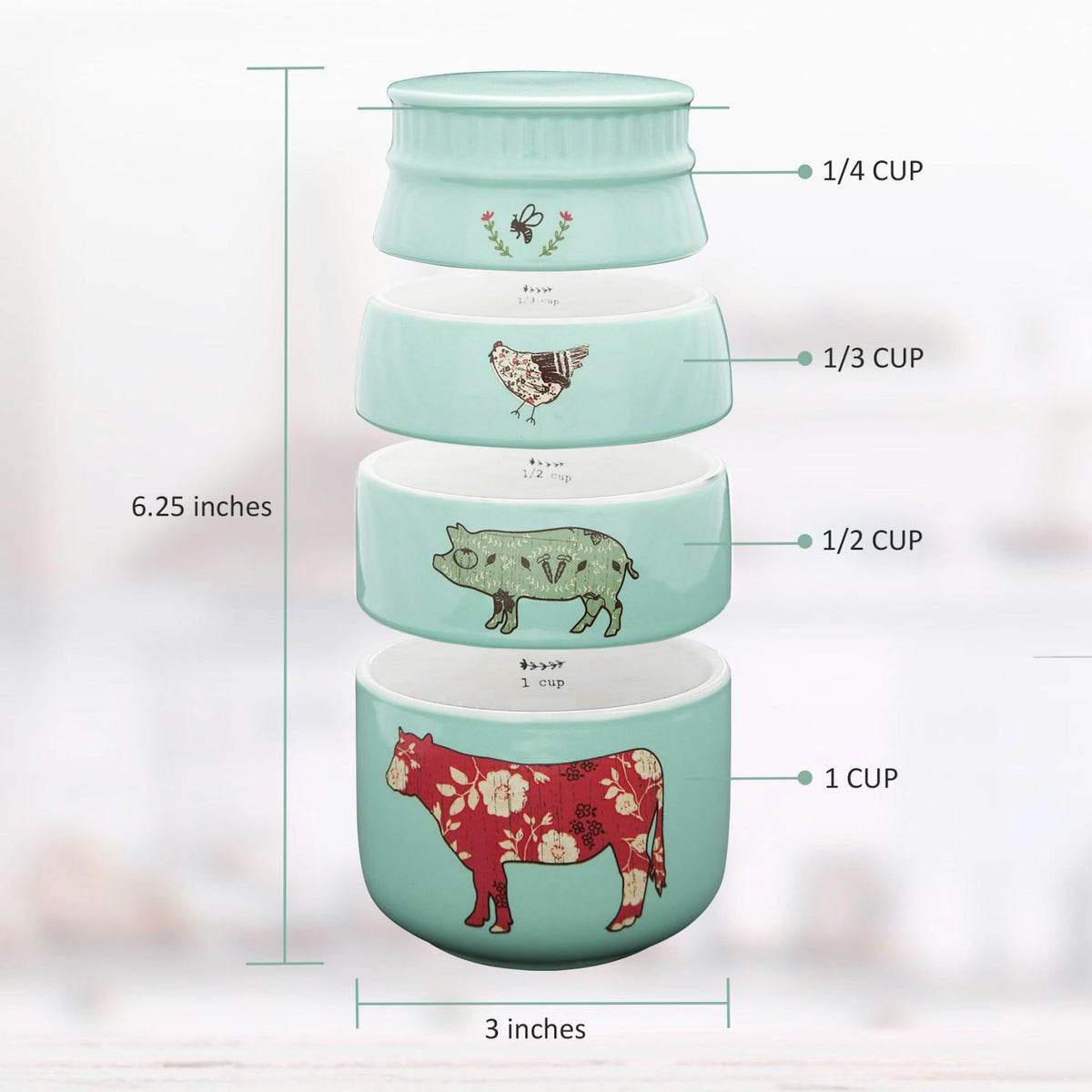 Pavilion Live Simply one-quarter-cup teal measuring cup ideal for spices and tiny amounts