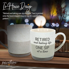 Pavilion Retirement Mug bronze bottom detail adds durable elegance.
