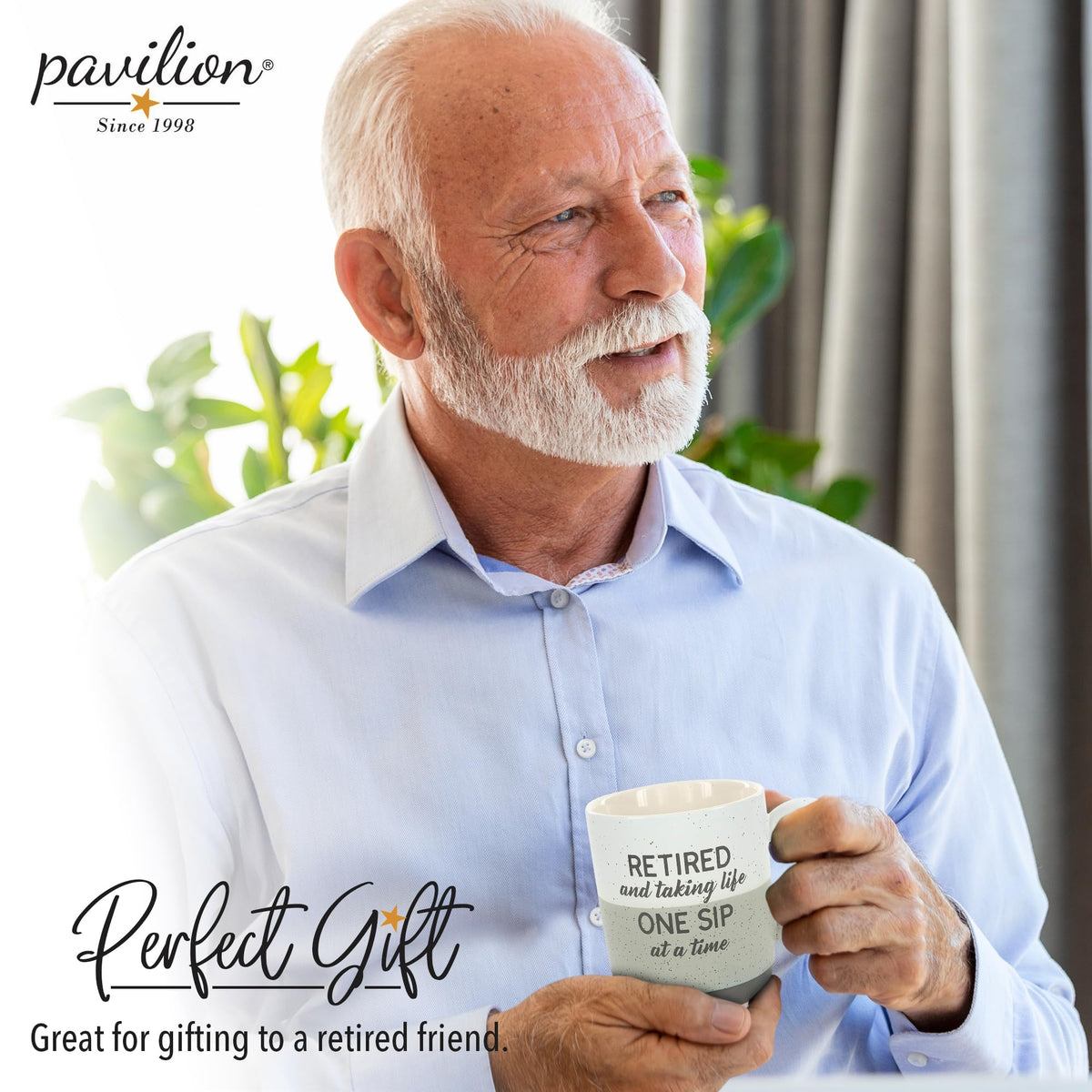 Pavilion Retirement Mug securely packaged, ready for gifting.