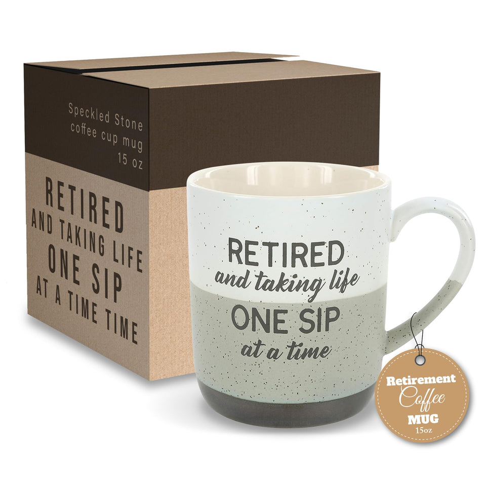 Pavilion Retirement Mug with speckled glaze, ideal for daily coffee ritual.