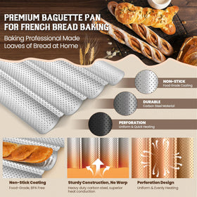 Pavsrmy Baguette Pan supports dough proofing directly in pan for shape retention.