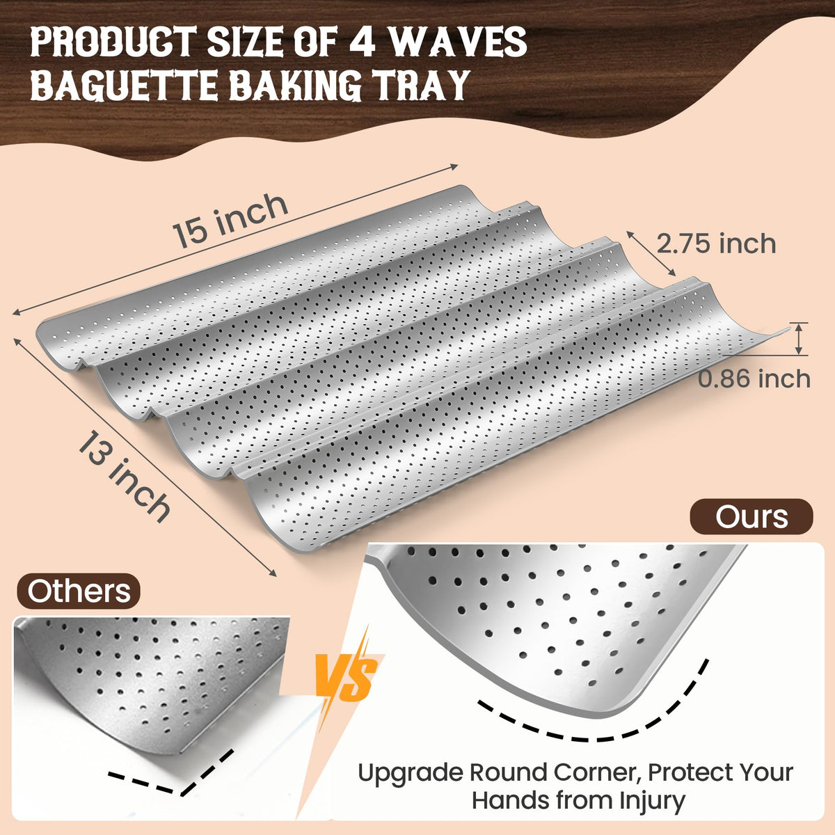 Pavsrmy Baguette Pan nonstick release ensures easy loaf release and quick cleanup.