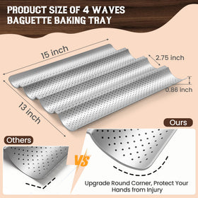Pavsrmy Baguette Pan nonstick release ensures easy loaf release and quick cleanup.