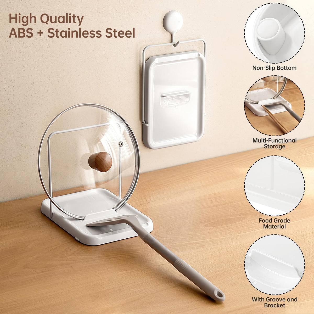 PAVSTINE kitchen counter organizer with non-slip pads prevents slips.