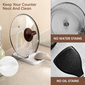 PAVSTINE lid and utensil rack keeps pots, lids, and utensils neatly resting.