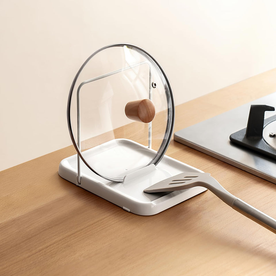 PAVSTINE pot lid holder with foldable design keeps lids tidy and within reach.