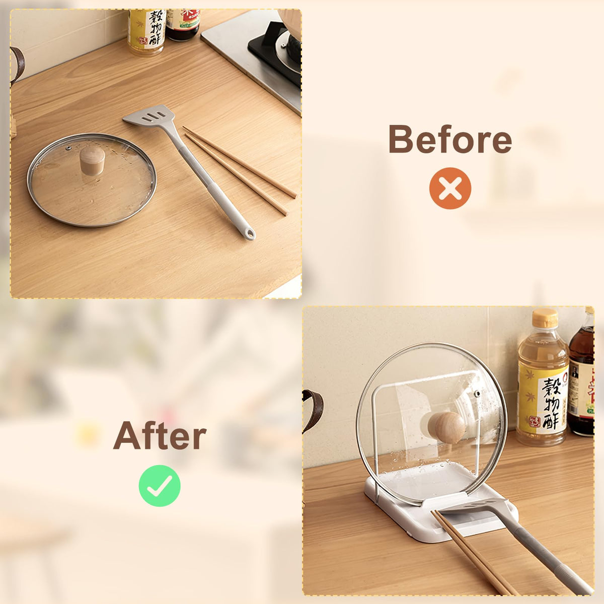 PAVSTINE wall-mount storage option offers versatile placement for lids and tools.